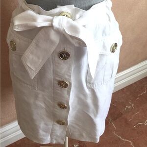 White Button-Front Skirt